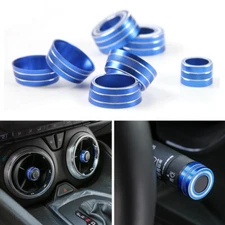 7pcs Blue Dashboard Air Vent Outlet Knob Trim Covers For Chevy Camaro 17+ Alloy