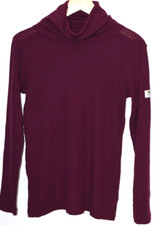 Janus 100% merino wool top ski roll neck burgundy size L