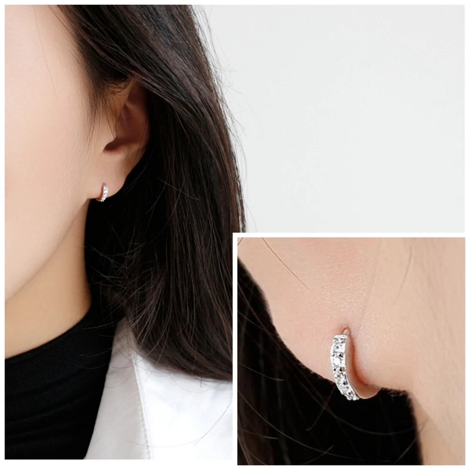 Argento Sterling 6mm Cerchio a Pavé Zirconia Cubica Stretto Con Polsino Eternity - Immagine 4 di 4