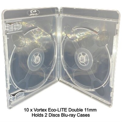 10 x Vortex 11 mm Eco-LITE Doppel Blu-ray hält 2 Discs leere Face on Face Hüllen