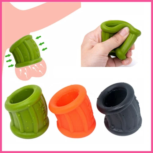 Silicone Ball Stretcher Scrotum Ring Squeeze Testicle Penis Ring Enhancer BDSM - Picture 3 of 39