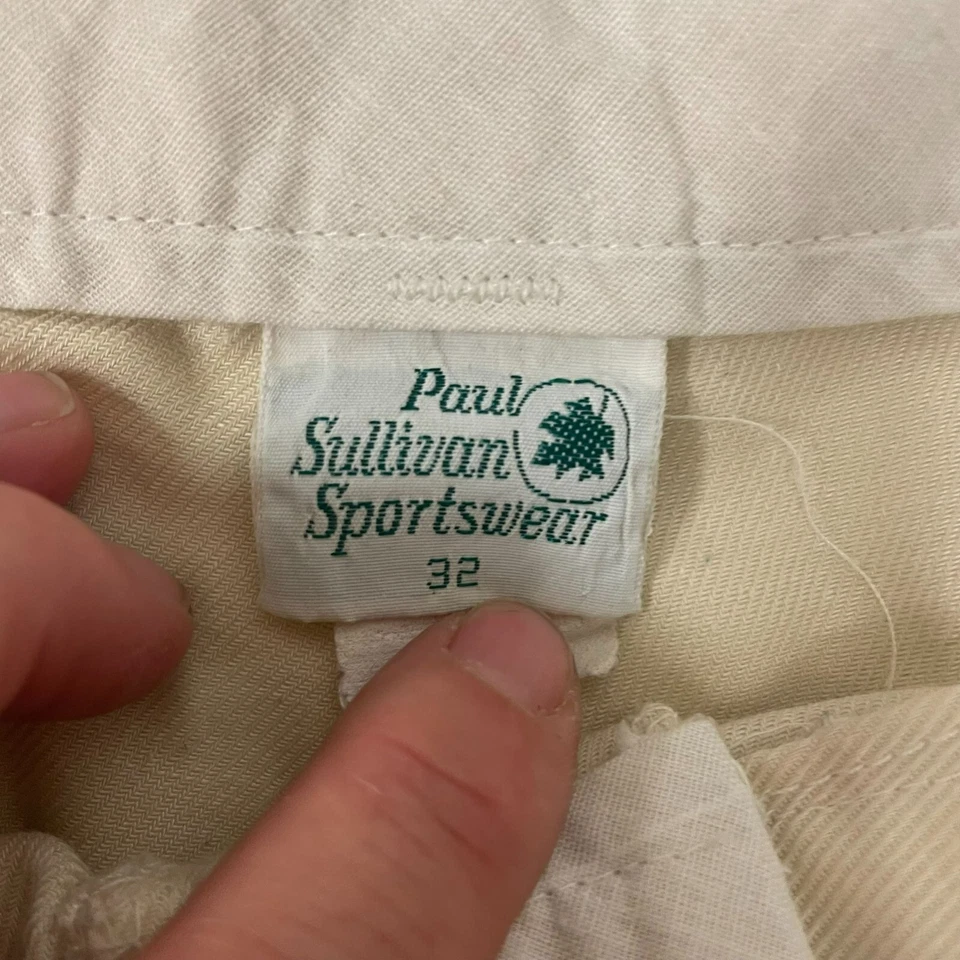 Vtg 70 80's Paul Sullivan Sportswear GABARDINE Red Trim Ringer TENNIS Shorts 32 - Image 4 of 4