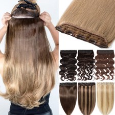 18 20 22 24 One Piece Clip In 100 Real Human Hair Extensions 3/4Full Head Ombre