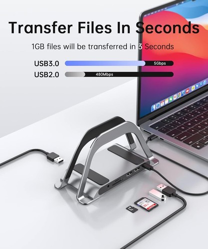 MacBook Docking Station, USB C Docking Station with Vertical Stand Compatible wi - Picture 5 of 8