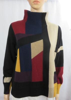 AKRIS Color Block Abstract Cashmere Sweater Pullover   SZ 6      NWT $1490