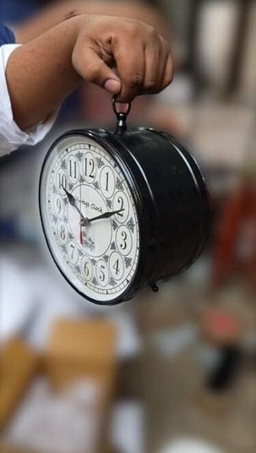 Wall Clock Double Sided Round Black Finish 8 Inch Numeral Analog Wall Clock for - Picture 2 of 2