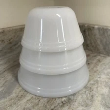 3 Federal Nesting Mixing Bowl Set Oven Ware White Milk Glass  8” 7” 6”