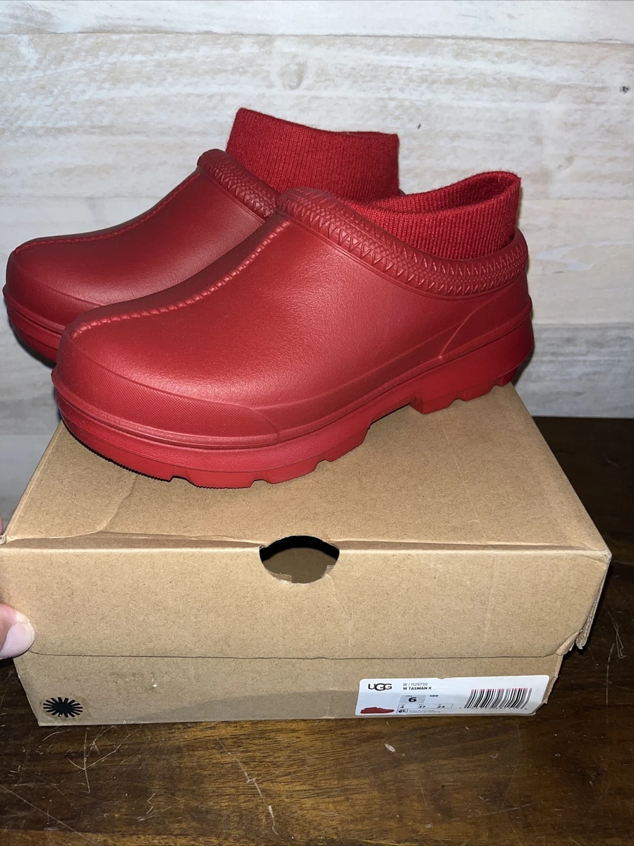 UGG TASMAN X REMOVABLE SOCK SLIP ON CLOG RAIN BOOTS Samba Red US size 6