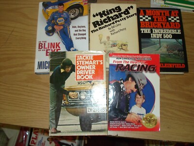 Lot of 5 Auto Racing books Richard Petty/Waltrip/Indy 500/Jackie ...