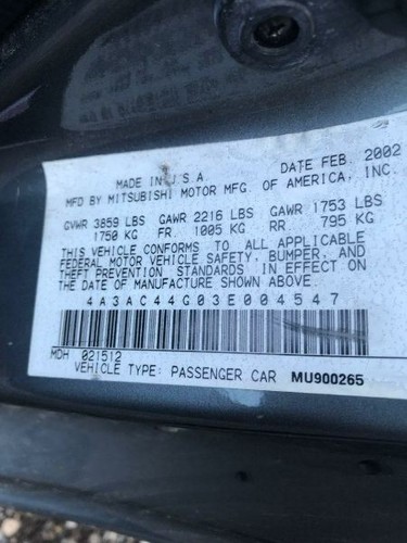 Passenger Right Headlight Coupe Fits 03 04 05 ECLIPSE 142602 - Picture 6 of 11