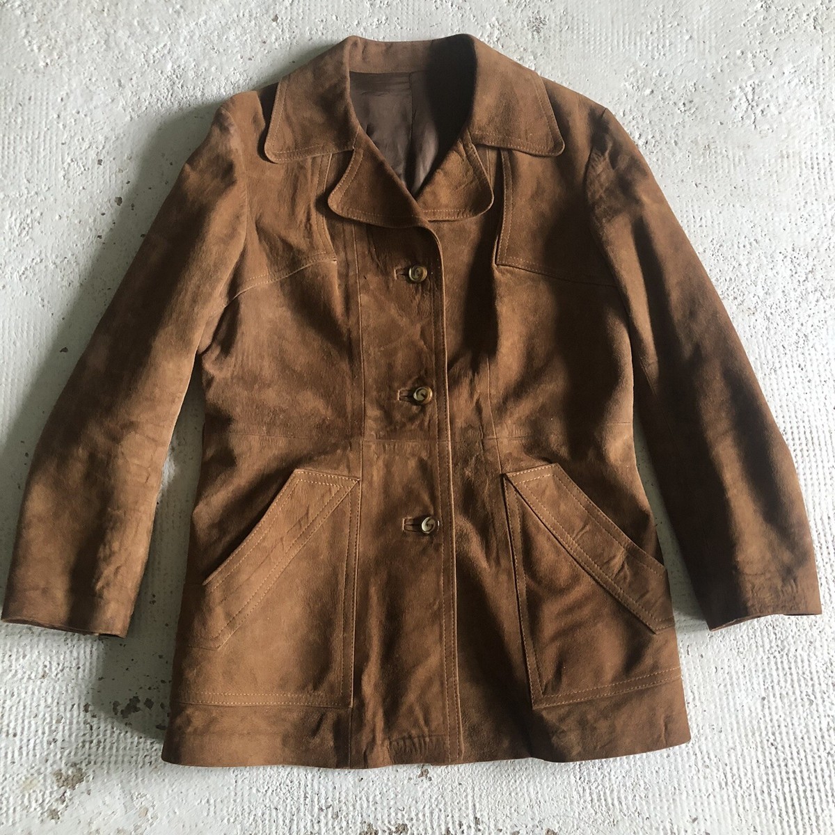 Vintage French 60's 100% Lined Suede Jacket Blazer M/L