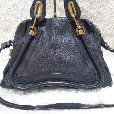 Chloe paraty ショルダーバッグ Chloe Paraty 2Way Hand Shoulder Bag Leather zip color Black gold