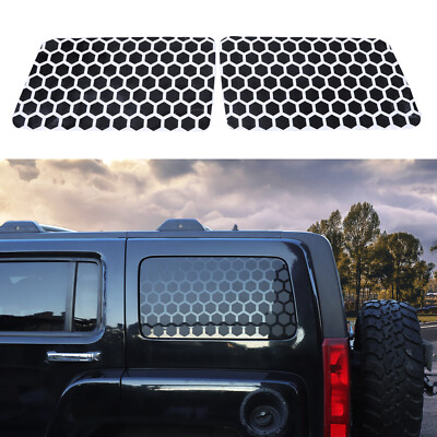 2PCS Car Rear Side Window Sticker For Hummer H3 2005-2009 Honeycomb Style Vinyl
