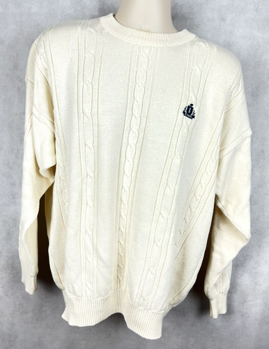 IZOD Mens Cable Knit Size L Crew Neck 