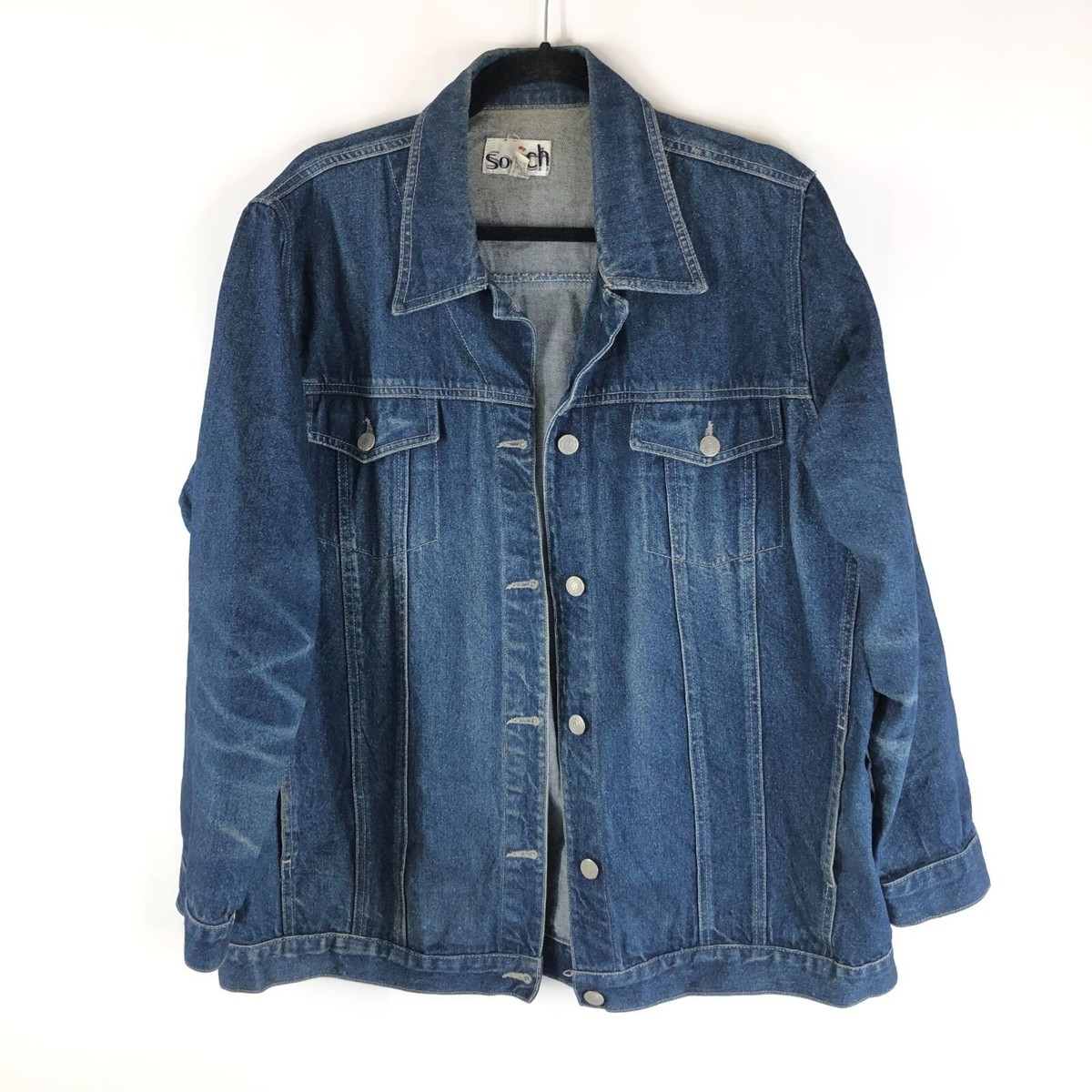So Bin Ich Mens Denim Jacket Vintage Retro Trucker Dark Wash DE 46
