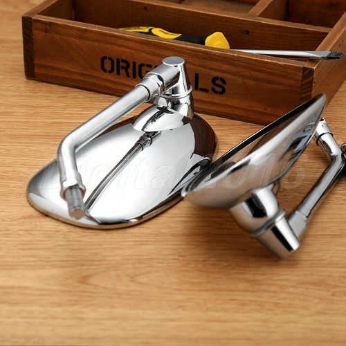 2Pcs 10mm Motorcycle Motorbike Chrome Side Rearview Rear View Mirrors Universal - Picture 2 of 8