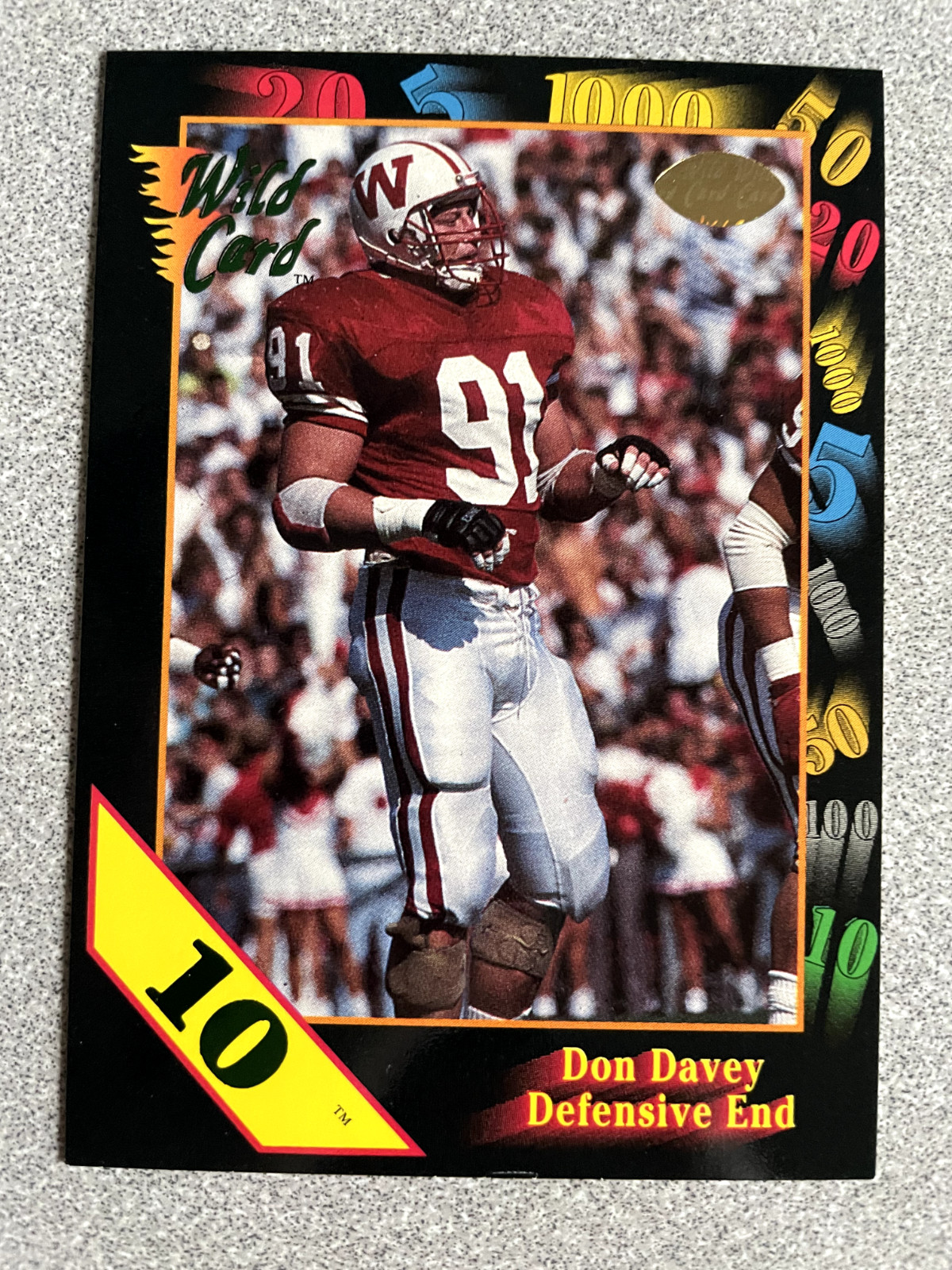 1991 Wild Card Draft Don Davey 10 Stripe Parallel Card #21 Wisconsin