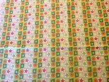 Multi Color Stars on Green Cotton Fabric 44" Wide x 27" long