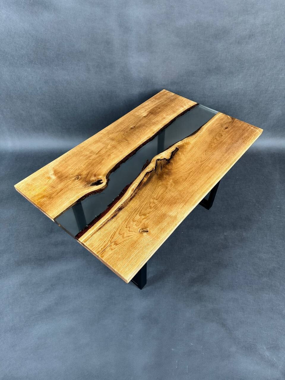 River Coffee table 39"/23,5" epoxy resin and natural oak wood in stock