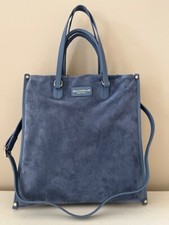 Viola Castellani Milano Tote/shouder/crossbody Large Suede Bag In Iris  Blue