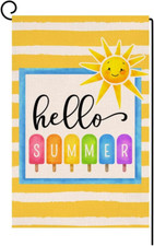 Hello Summer Beach Garden Flag 12X18 Vertical Double Sided Colorful Popsicle Hol