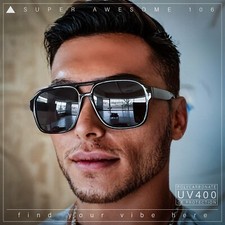 Mens Iconic Retro Tear Drop Officer Style Racer Plastic Sunglasses