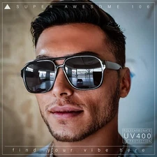 Mens Iconic Retro Tear Drop Officer Style Racer Plastic Sunglasses