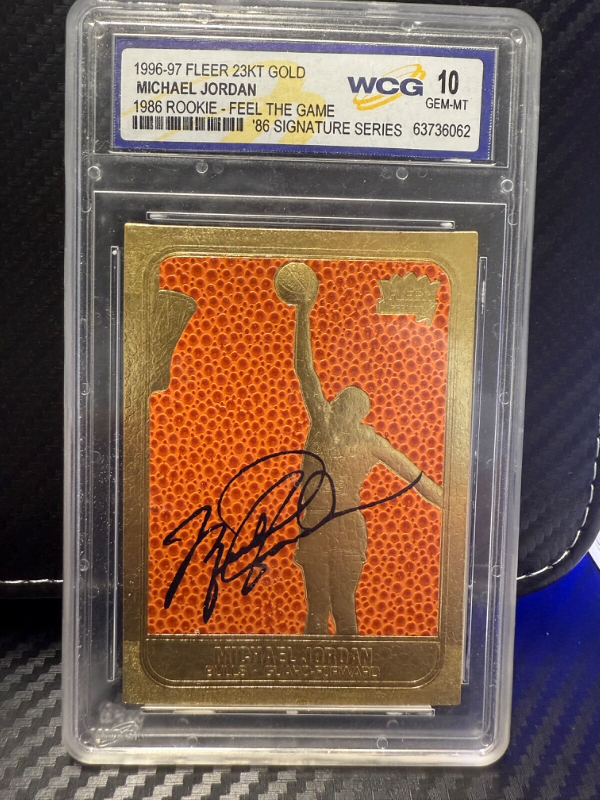 MICHAEL JORDAN 1996 Fleer Feel The Game Signature 23KT Gold '86 Card GEM MINT 10