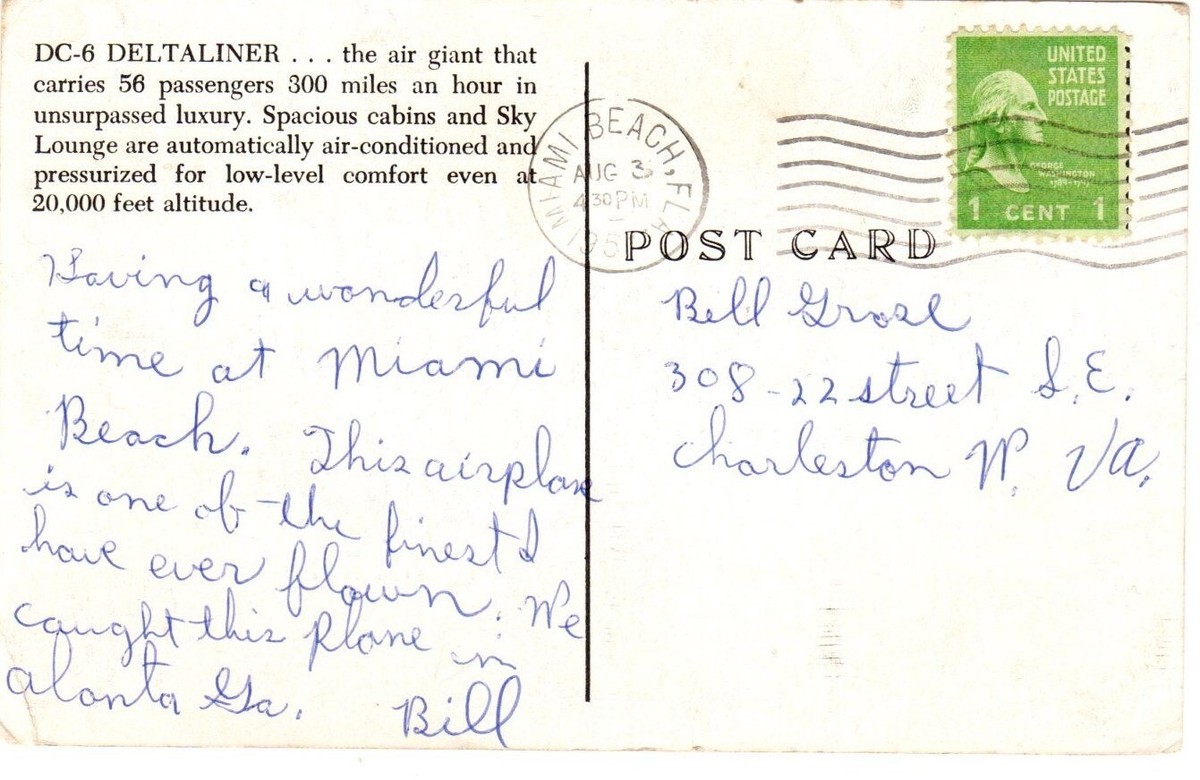 1950 used Postcard: DC-6 Deltaliner; Delta N1901M [328 | eBay