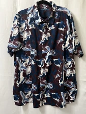 Perry Ellis Mens Short Sleeve Shirt Cotton Size 3xl abstract graphic print
