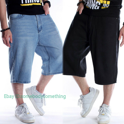 Men Denim Shorts Hip-Hop Rap Skateboard 