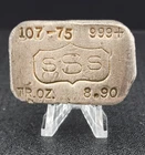 Vintage SSS 10 oz Class Poured Silver Bar (Don Casey Silvex Silver Systems ??)