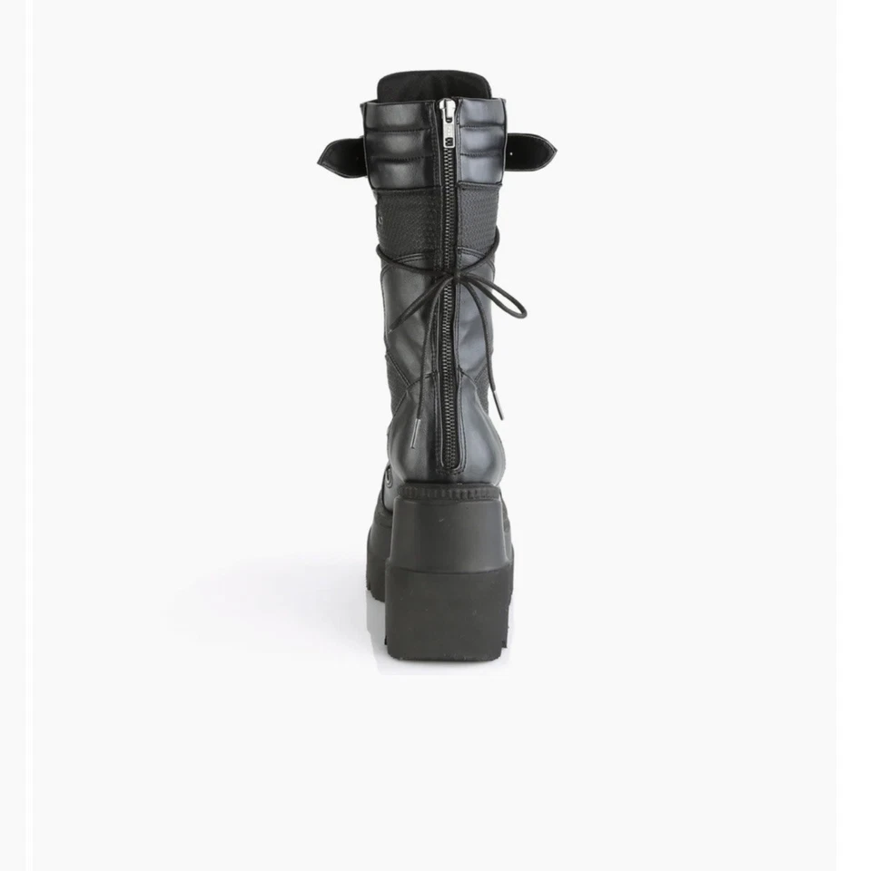 Botas Shaker 70 negras plataforma 4,5" cuña media pantorrilla góticas punk rave DEMONIA excelentes Foto 4 de 4