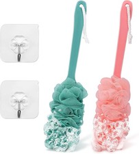 2Pack Back Scrubber for Shower Loofah with Long Handle, Shower Brush for Body,