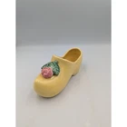 Yellow McCoy Pottery Shoe Planter Pink Rose Dutch Style Clog 1950's Vintage
