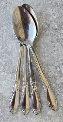 Vtg Lot 4 Farberware TRIESTE Stainless Flatware Teaspoon Spoons Set FREEUSHIP