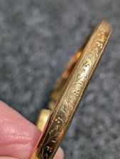Vtg Gold Filled Childs Bangle Bracelet Etched Flowers