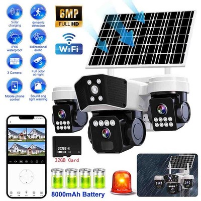 Solar Battery Powered Wireless WiFi Home Security Camera System Outdoor Pan/Tilt