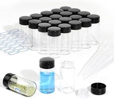 10ml Clear Glass Vials with Screw Caps and Plastic Stoppers,Small Lab Sample