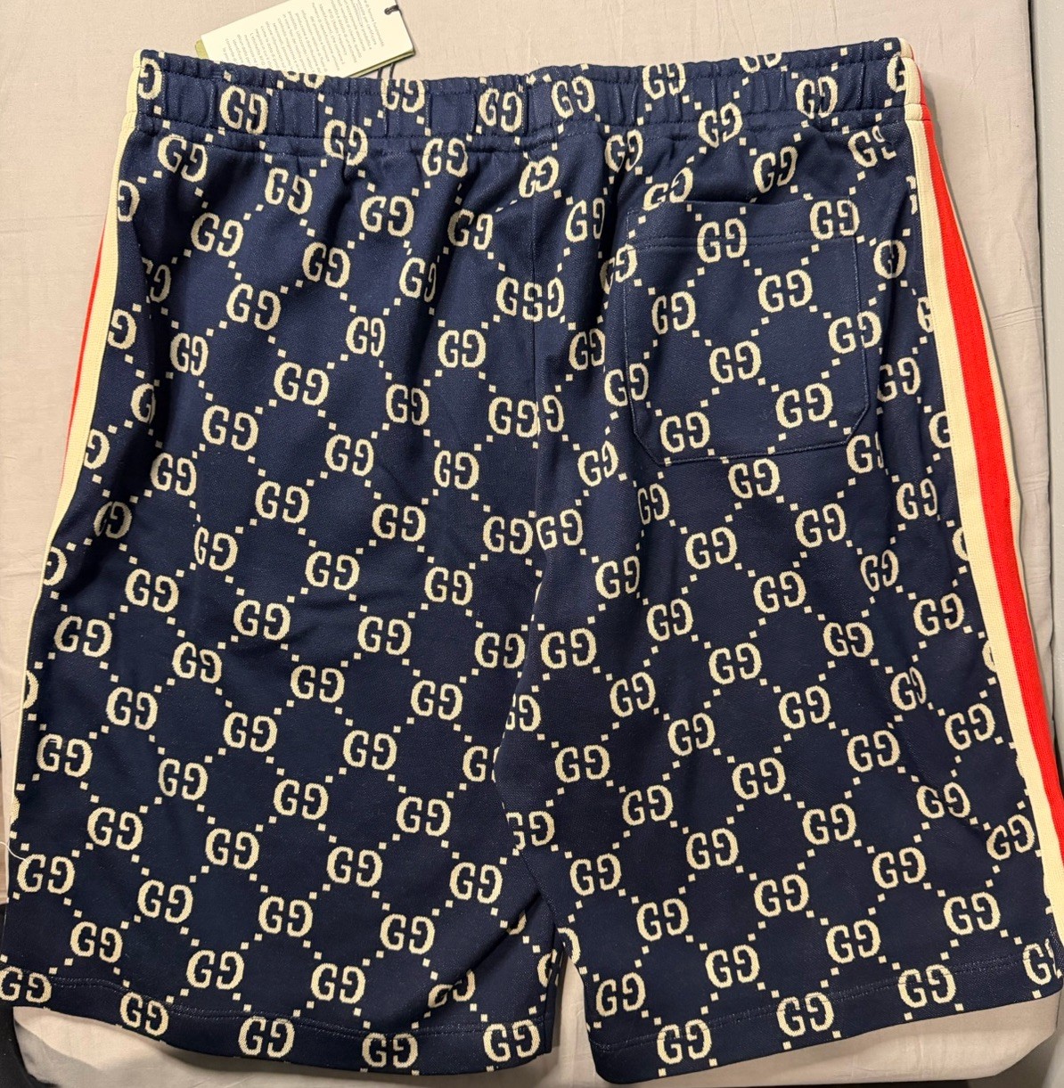 Gucci GG Monogram Jacquard Side Striped Shorts Navy Men’s Size XXL Authentic thumbnail 13