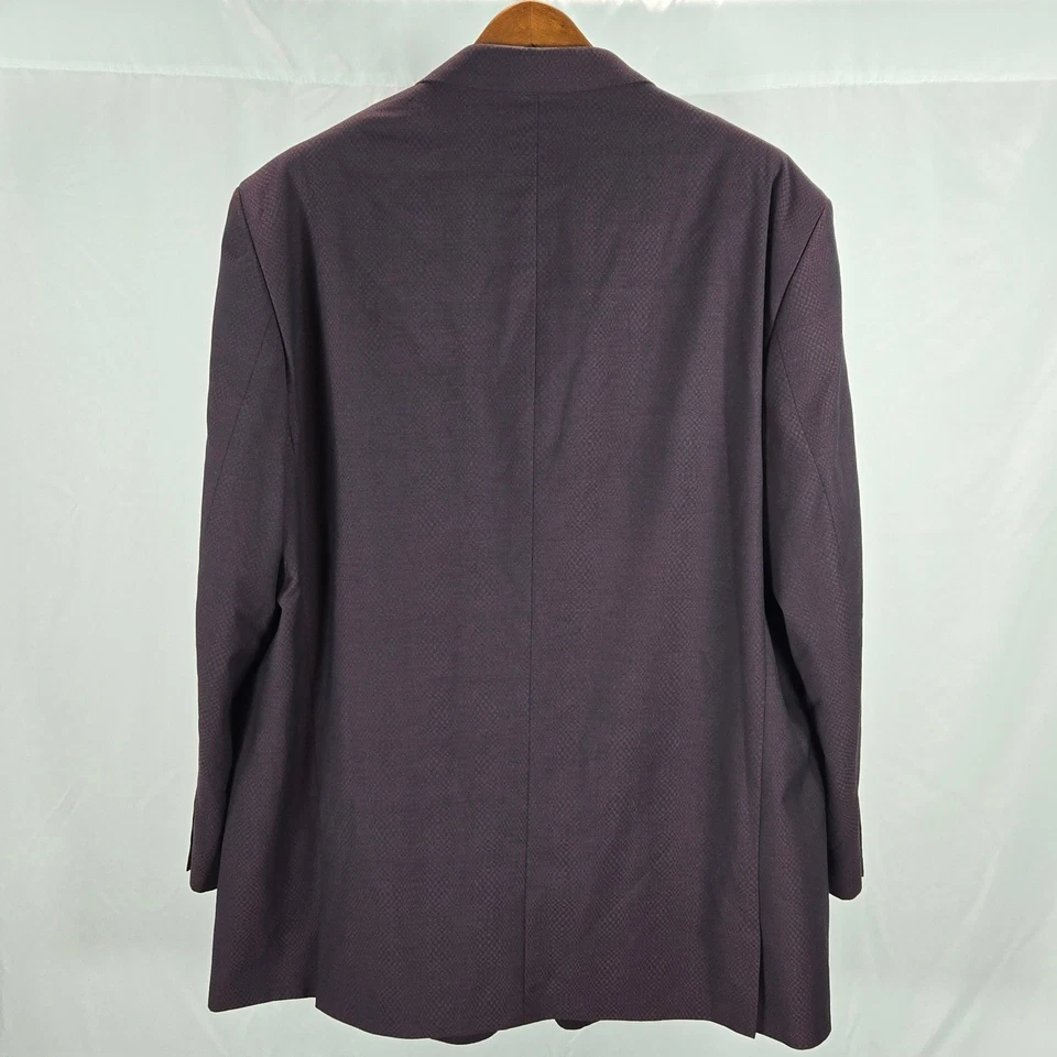 EJ Samuel Mens 3-Piece Suit 52R/46R Purple Textured Jacket Vest Pants Excellent - Image 3 of 4
