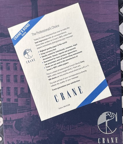 84 Sheets Crane's Bond 100% Cotton Paper Ivory Heavy Weight 24lb 8.5x11