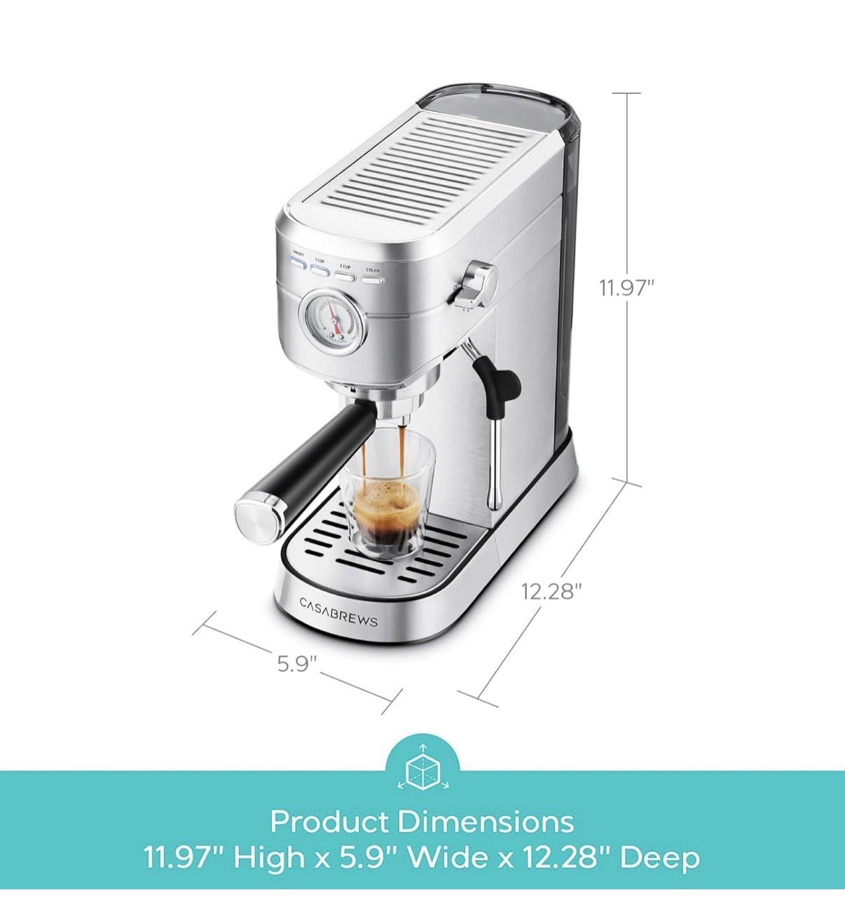 Casa Brews 20-Bar Espresso Machine Stainless Steel