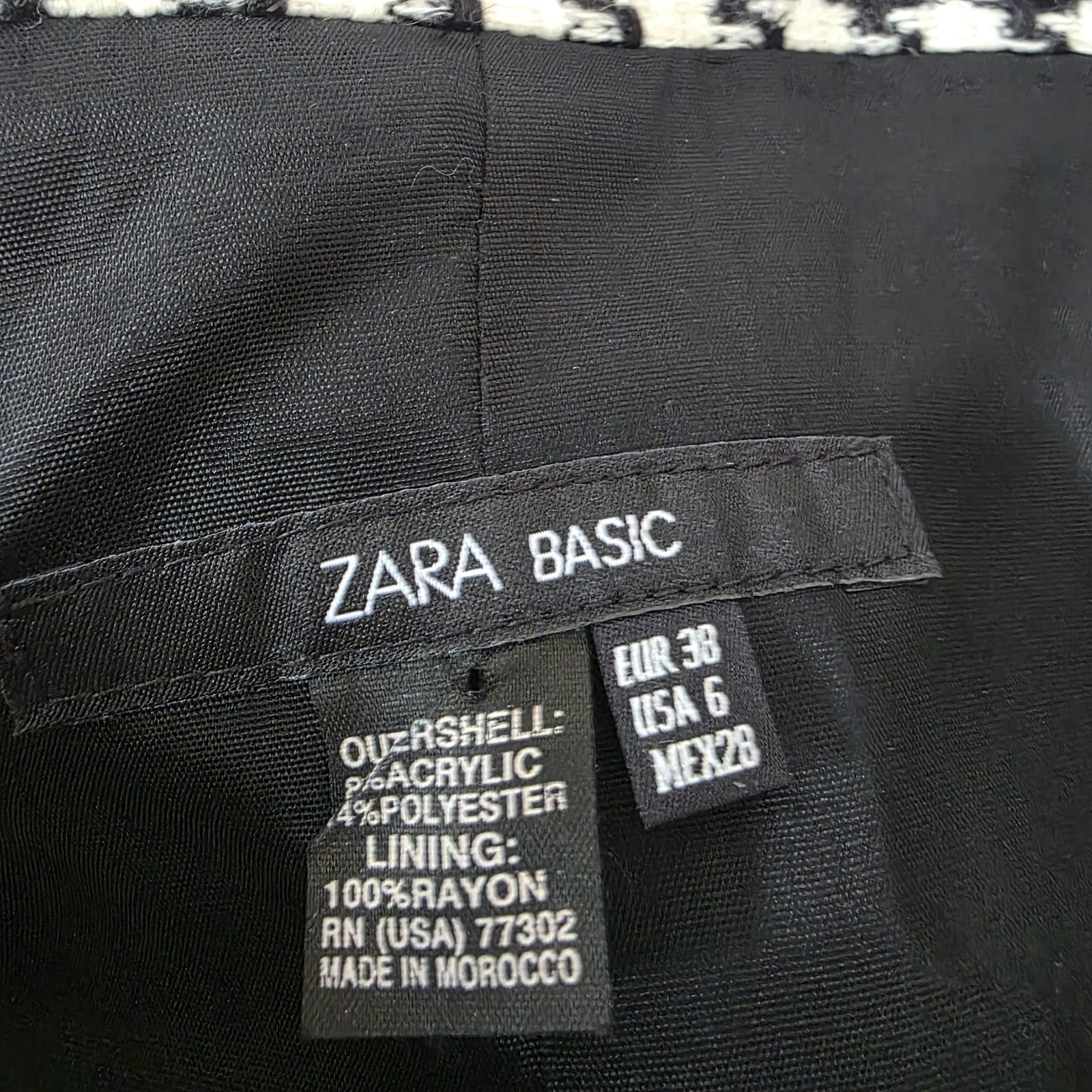 Zara Basic Houndstooth Blazer Jacket Black White … - image 10