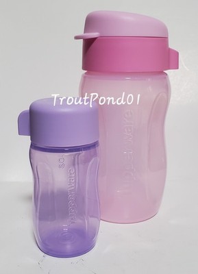 TUPPERWARE Eco Bottles Set of 2 Small Extra Mini 90mL 310mL Lilac Purple Pink