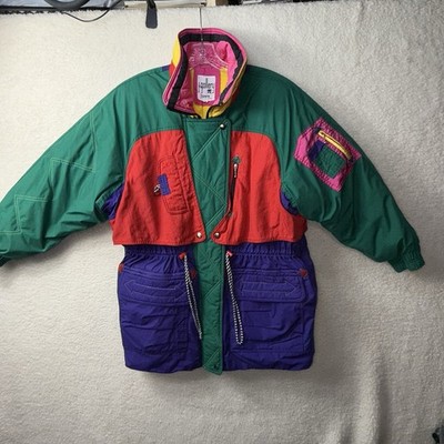 Vintage J Gallery Jacket Adult Medium Colorblock Down Filled Tech Puffer 80s Ski
