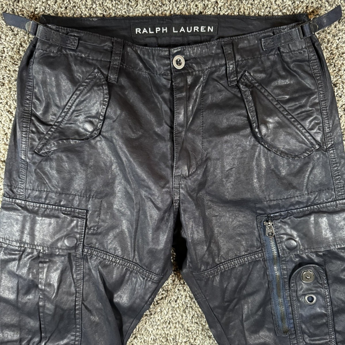 Ralph Lauren Black Label Men's 30x32 Navy Blue Waxed Tactical