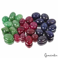 21 Pcs Natural Multi Color Ruby Emerald Sapphire Mix Cab 11-17mm  Wholesale Gems