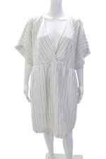 Madewell Women's Short Sleeves Cinch Waist Flare Mini Dress Striped Size 2X