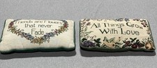 Vintage Tapestry Throw Pillows Embroidered Flowers Garden Floral Set Of 2